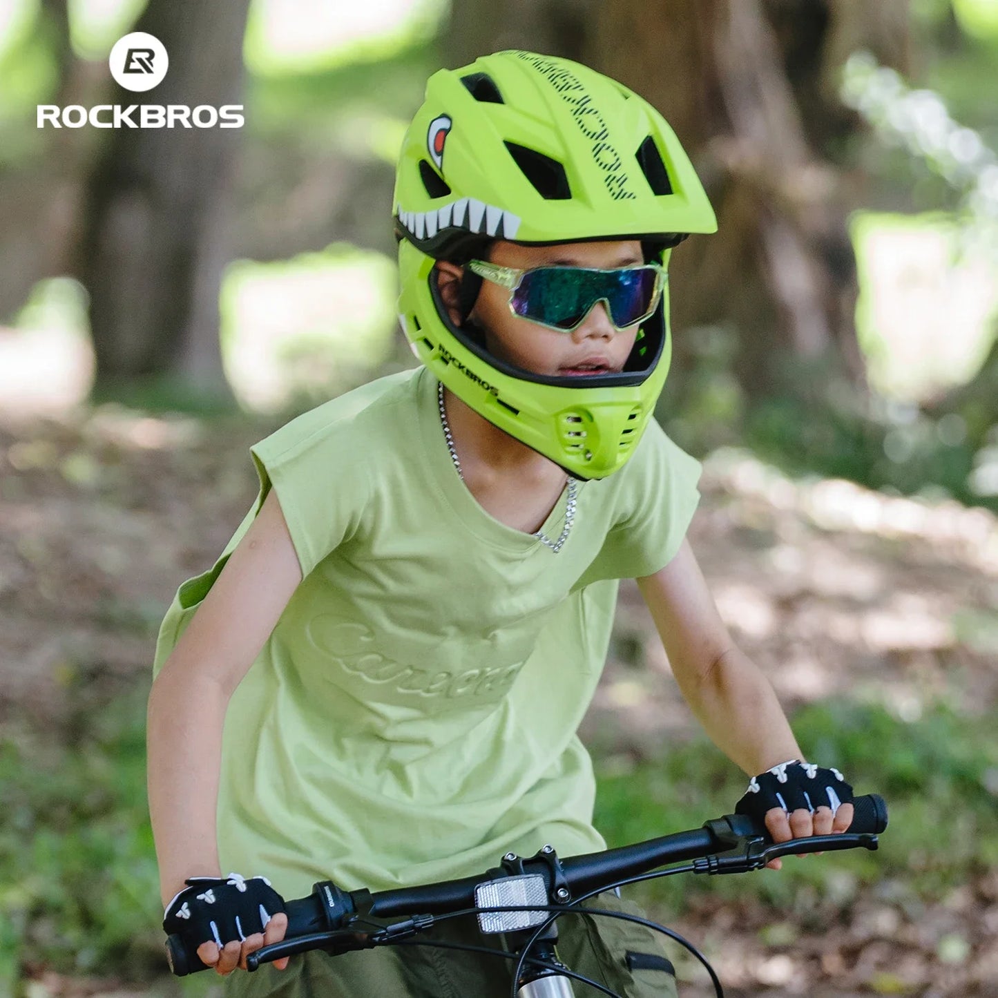 ROCKBROS Child Cycling Helmets Detachable Full Face Helmet Lightweight Adjustable Bicycle Scooter Helmet Safety Breathable