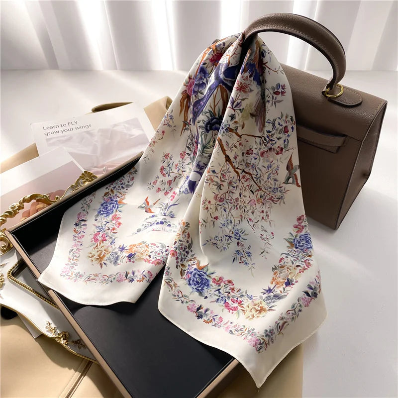 2026 New Fashion 70X70cmPrinted Women's Scarf Pashmina Silk Scarf Square Shawl Decorative Headband Neck Luxury Design Bandana
