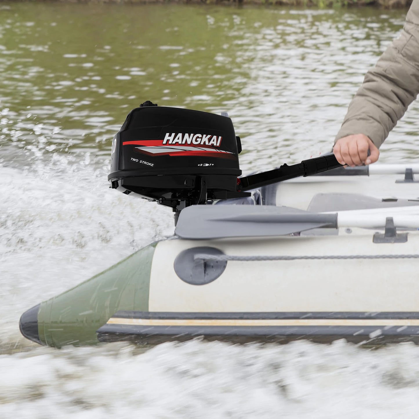 2 Stroke 6HP Outboard Engine Motor Water Cooling Manual Start Tiller Control for Fishing Boats, Dinghies, Inflatable Boats