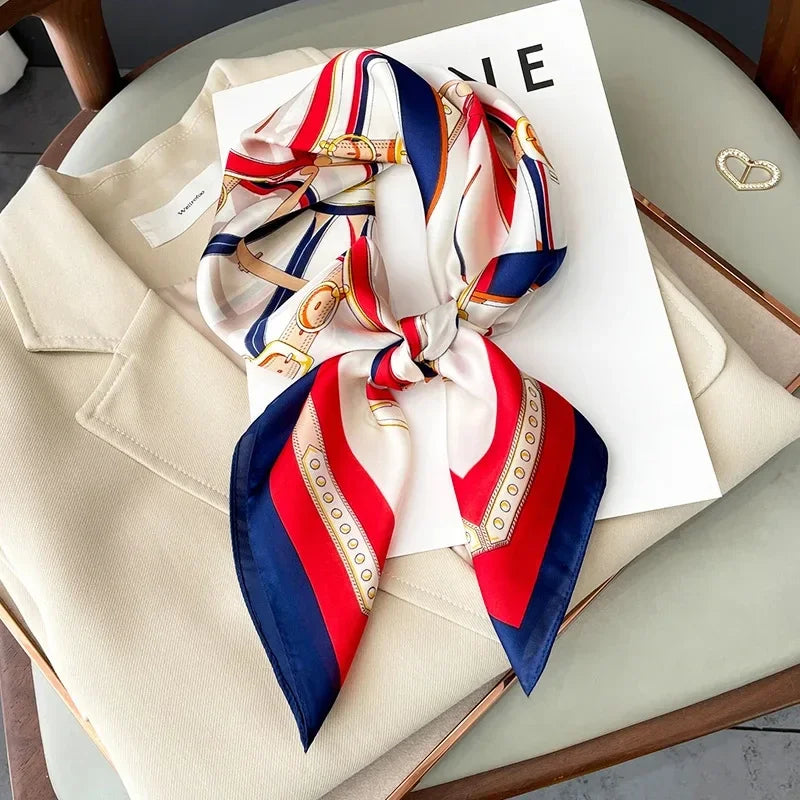 2026 New Fashion 70X70cmPrinted Women's Scarf Pashmina Silk Scarf Square Shawl Decorative Headband Neck Luxury Design Bandana