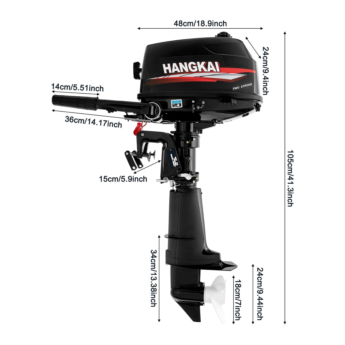 2 Stroke 6HP Outboard Engine Motor Water Cooling Manual Start Tiller Control for Fishing Boats, Dinghies, Inflatable Boats