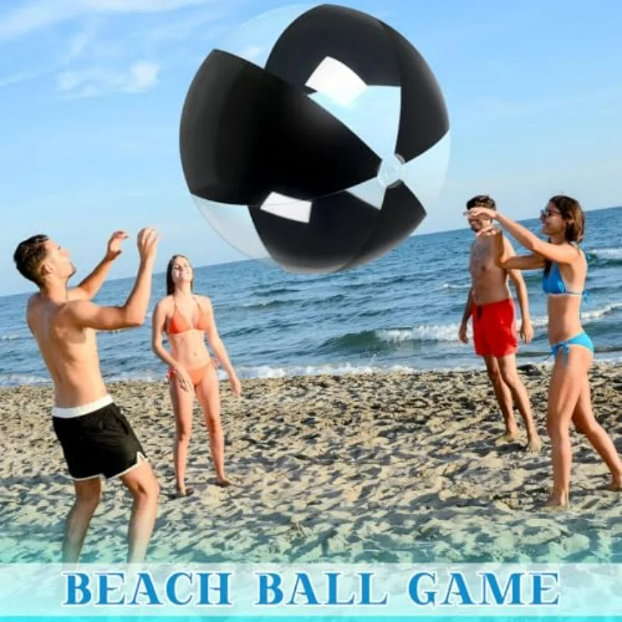 4 Pcs Inflatable 5 Feet Giant Beach Ball Summer Pool Toy for Adult Family Swimming Party PVC Plastic Jumbo Ball in Blue for Bir