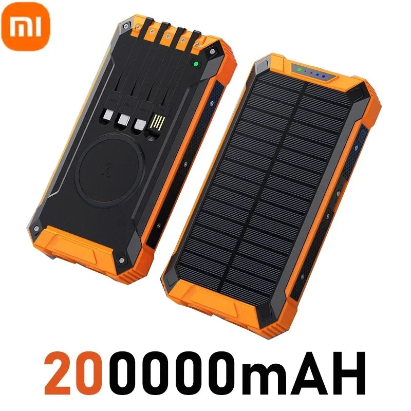XIAOMI Solar Wireless Power Bank 200000mAh Large Capacity Fast Charging External Battery Outdoor Survival Emergency Equipment