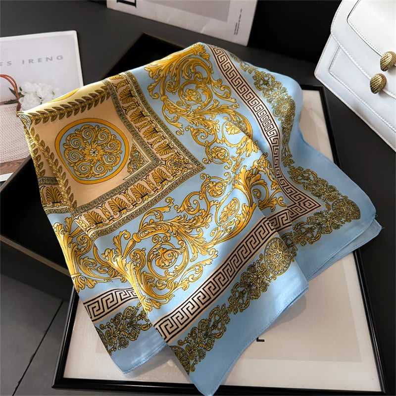 2026 New Fashion 70X70cmPrinted Women's Scarf Pashmina Silk Scarf Square Shawl Decorative Headband Neck Luxury Design Bandana