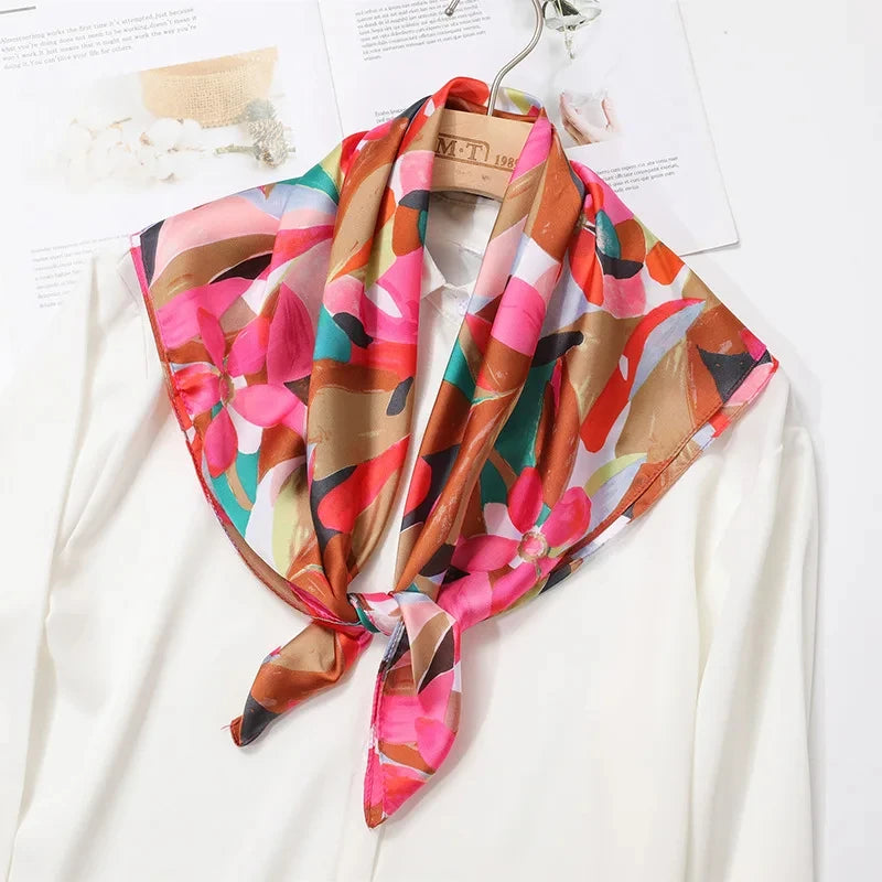 2026 New Fashion 70X70cmPrinted Women's Scarf Pashmina Silk Scarf Square Shawl Decorative Headband Neck Luxury Design Bandana