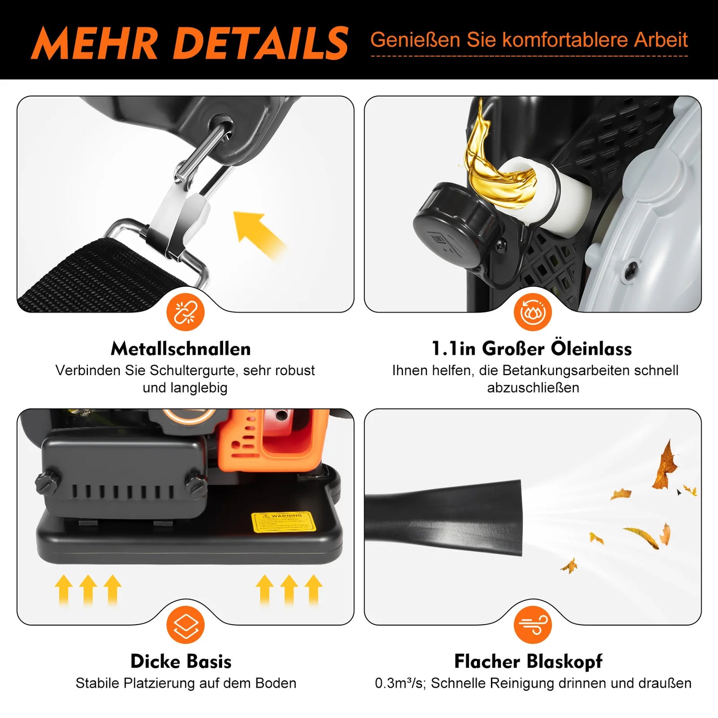63CC 2-Stroke Petrol Backpack Leaf Blower Yard Debris Cleaner 6800RPM 2.7kW  Lightweight Air-Cooled for Outdoor Lawn Snow