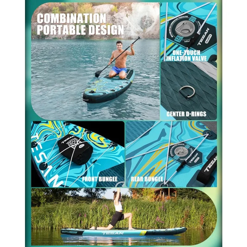 11'6x35'' Extra Wide Inflatable Paddle Board,All-Round Ultra Stable Stand Up Paddleboards with Plus Kits for 450lb/3 People/Fami