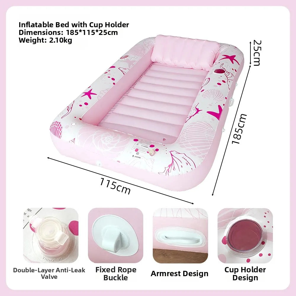 Inflatable Pool Float with Pillow Adult Swimming Floating Mattress Water Lounge Raft Beach Summer Party Toys