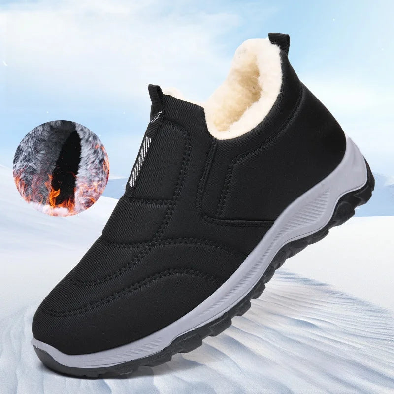 Women's Winter Cotton Shoes Comfortable Fashion Mom Thickened Fleece Warm Large Cotton Shoes Breathable Wear-resistant Low Heel
