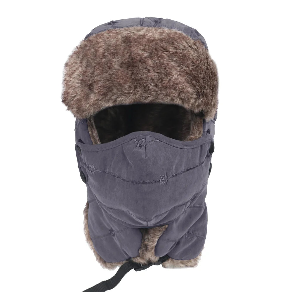 Winter Warm Hat Cold Weather Ushanka Russian Outdoor Ski Hunting Hat with Earflaps Windproof Mask Lei Feng Hat for Men Women