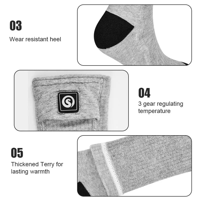 Snow Deer Winter Heated Sock Thermal Stockings Woman Men Ski Camping Warm Socks Sports Rechargeable Battery Foot Warmer