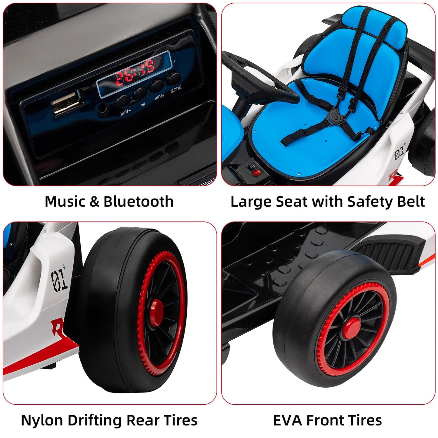 Electric Go Kart for Kids, 24V Drift Kart with 2X200W Strong Motor, 7AH Battery, Electric Pedals, Outdoor Race Ride-On Toys