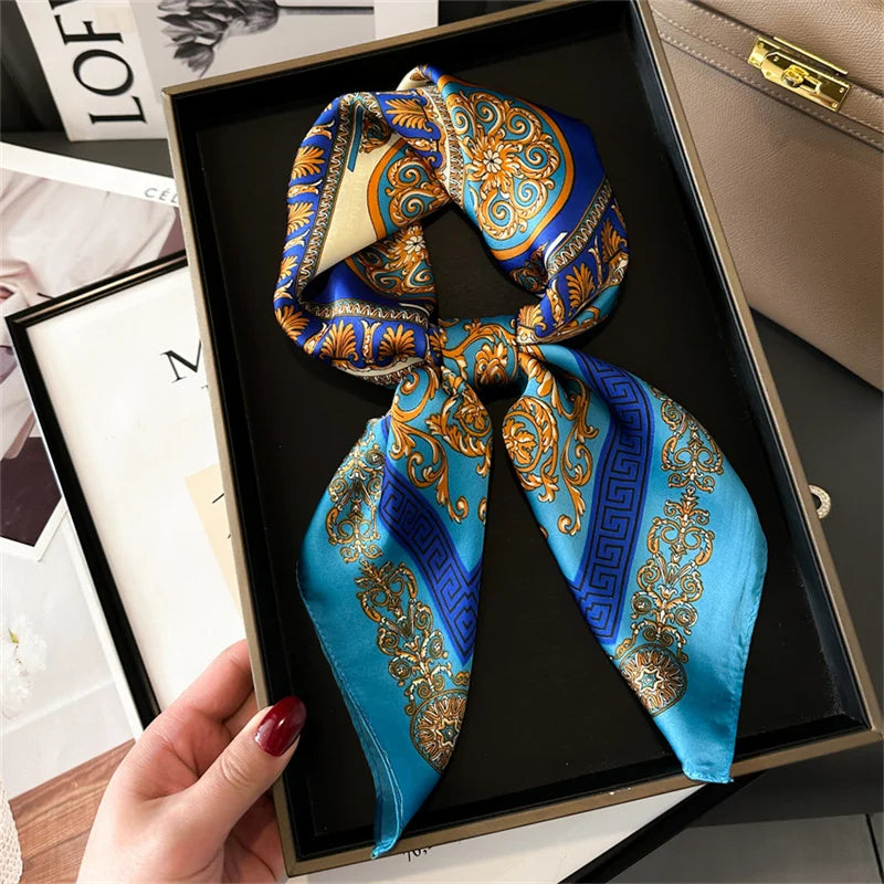 2026 New Fashion 70X70cmPrinted Women's Scarf Pashmina Silk Scarf Square Shawl Decorative Headband Neck Luxury Design Bandana