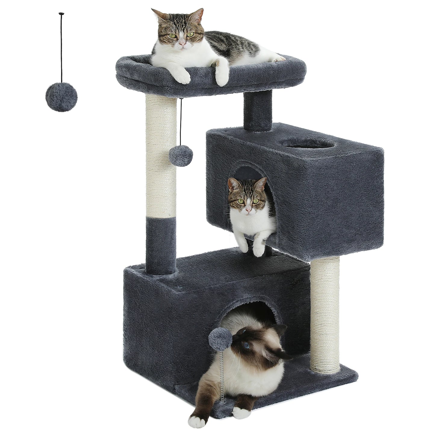 Multi-Level Cat Tree Tower with Sisal Scratching Posts Soft Padded Perch Large Cat Condo for Indoor Kitten Bed House Cat Toys