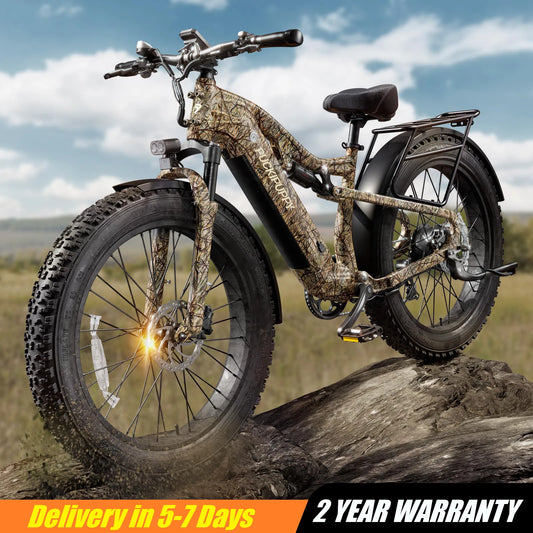 PUCKIPUPPY Labrador-pro Electric Bike 26" Fat Tire Full Suspension Electric Mountain Bike 1350W 48V 20AH Ebike 2-Year Warranty