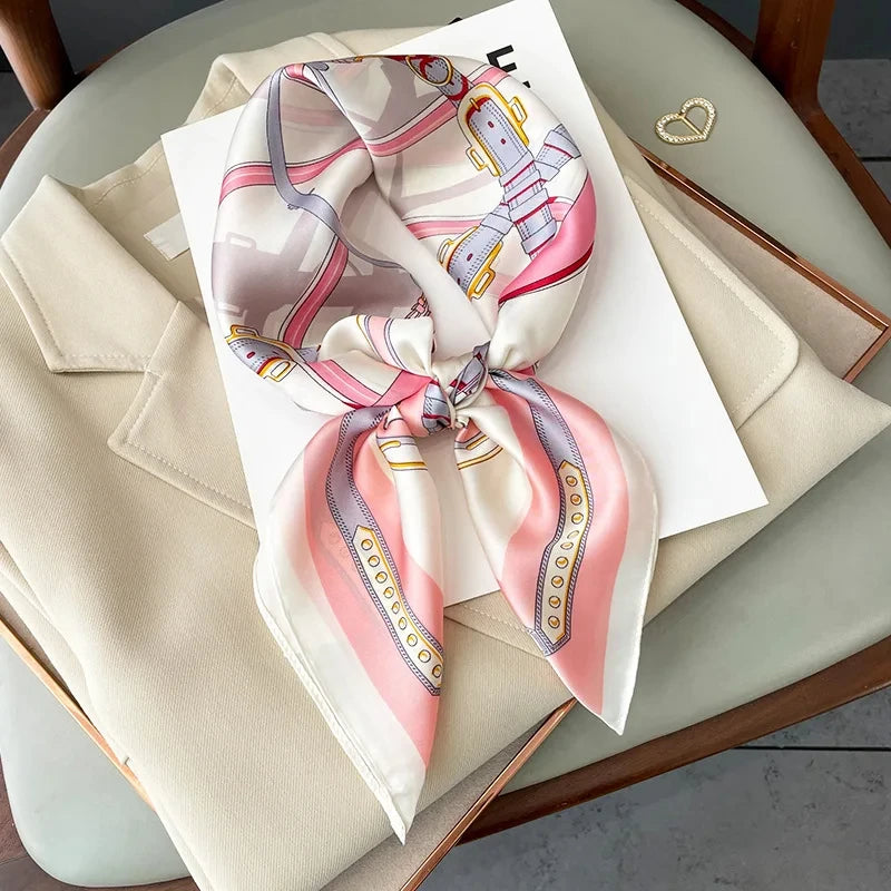 2026 New Fashion 70X70cmPrinted Women's Scarf Pashmina Silk Scarf Square Shawl Decorative Headband Neck Luxury Design Bandana