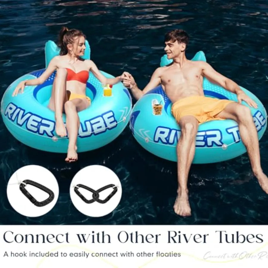 12 Pcs 53 Heavy Duty River Tube Float Inflatable Pool Floating Tube for Adult Large River Raft Water Chair Lounger with Mesh Bo
