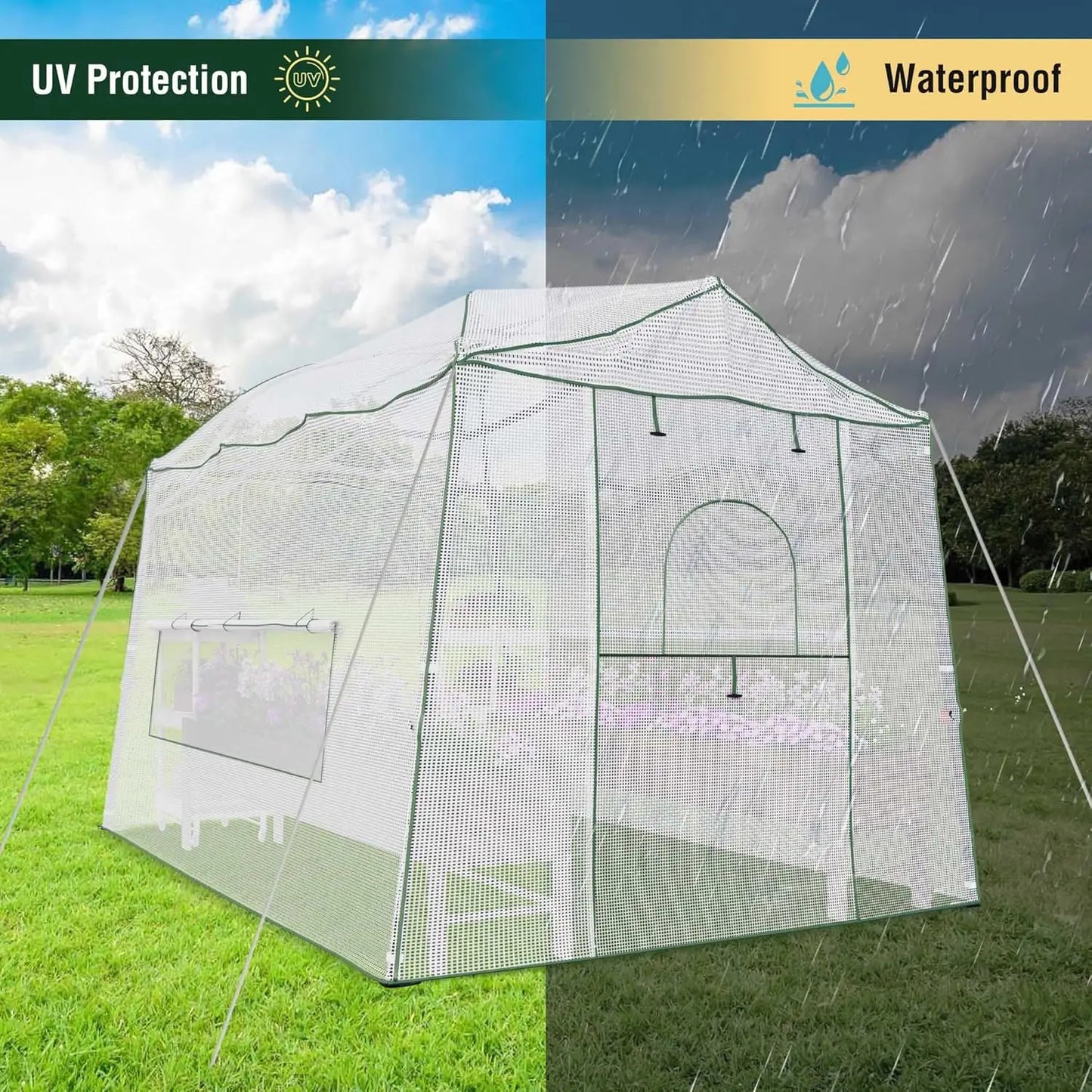 11 x 8.5 x 7.5 FT Walk-in Greenhouse, Portable Pop-up Greenhouse for Indoor Outdoor, Plant Garden Green House with, Customized