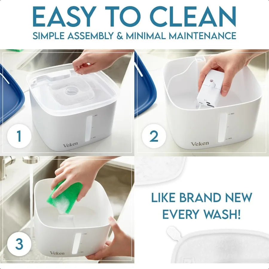 Veken Innovation Award Winner 95oz 2.8L Pet Fountain Automatic Cat Water Fountain Dog Water Dispenser with Replacement Filters