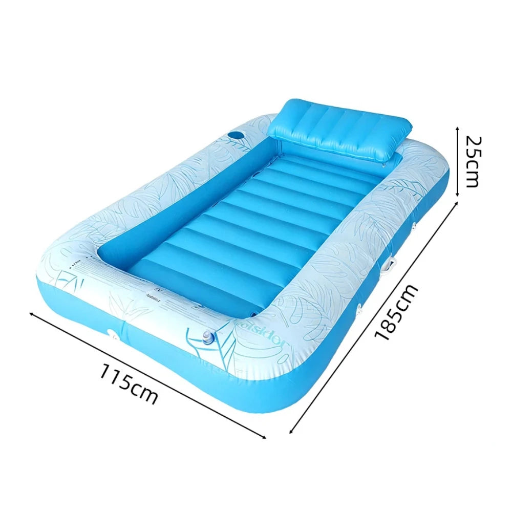 Double Person Inflatable Floating Mat with Pillow Adult Backrest PVC Water Park Sunbathing Pool Lounger Floating Mat