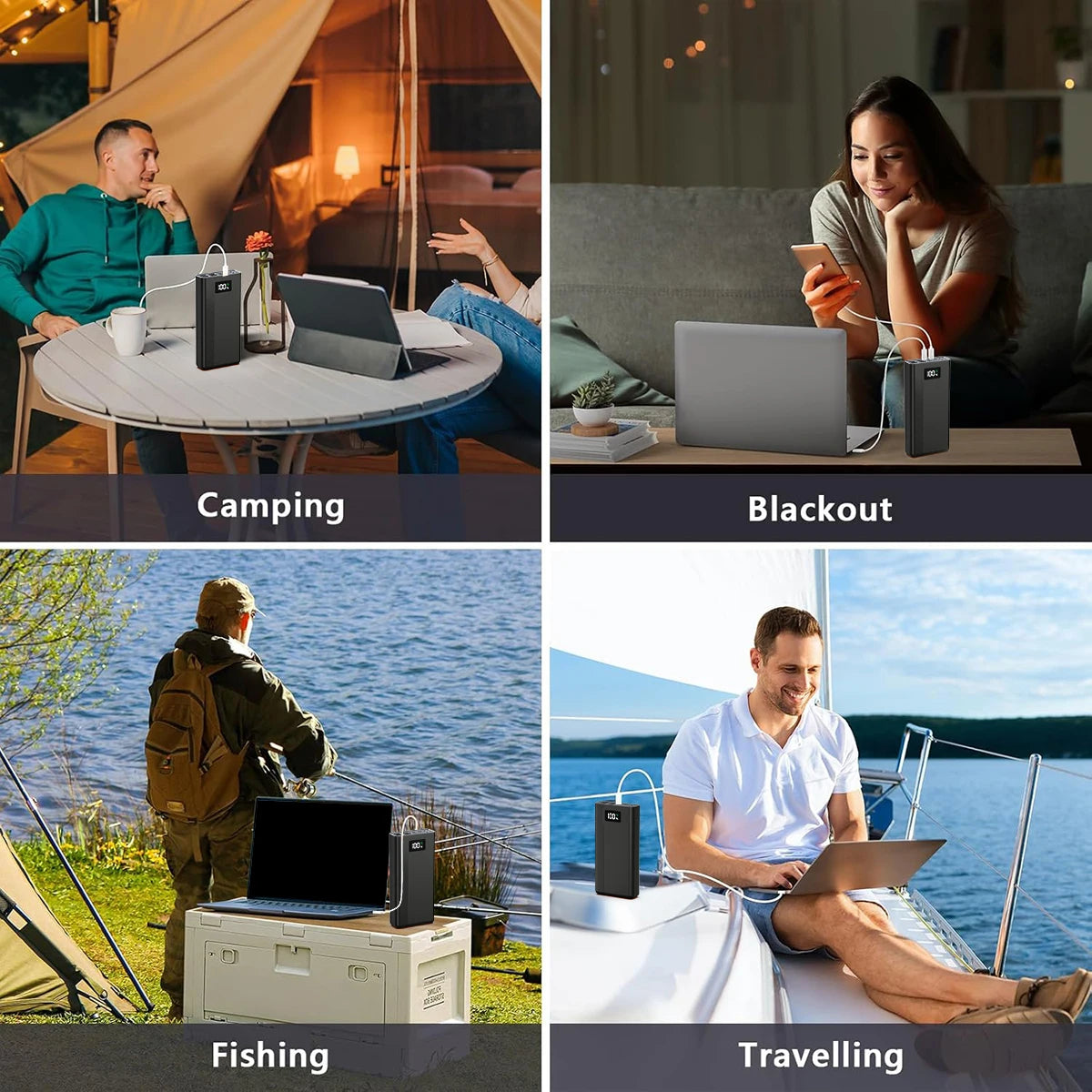 40000mAh Portable Large Capacity Mobile Power Bank, 4 Outputs And 3 Inputs, With LED Power Display, Suitable For Most Electronic