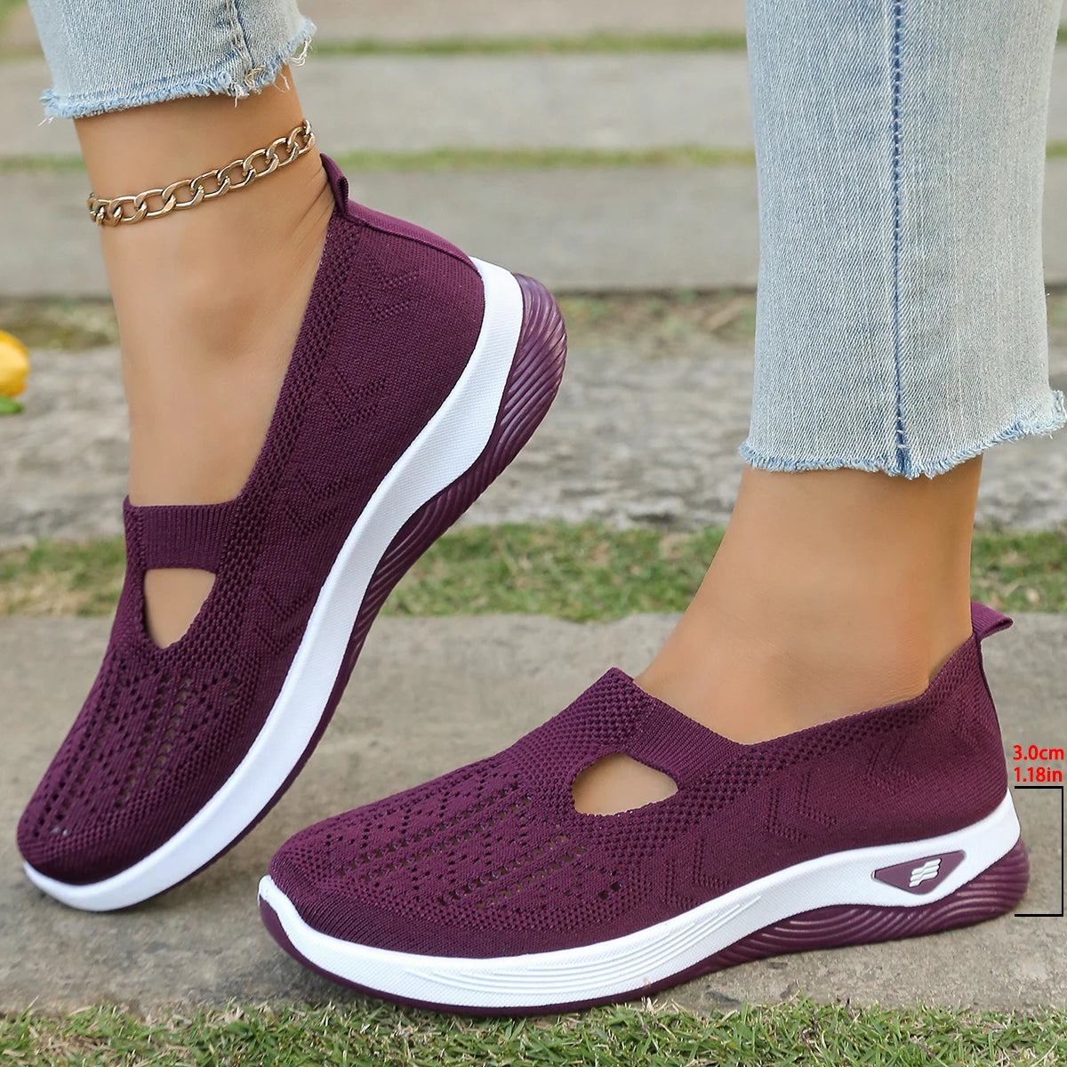 Women's shoes, women's sports shoes, summer flying woven mesh soft sole breathable sports shoes
