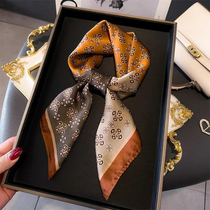 2026 New Fashion 70X70cmPrinted Women's Scarf Pashmina Silk Scarf Square Shawl Decorative Headband Neck Luxury Design Bandana