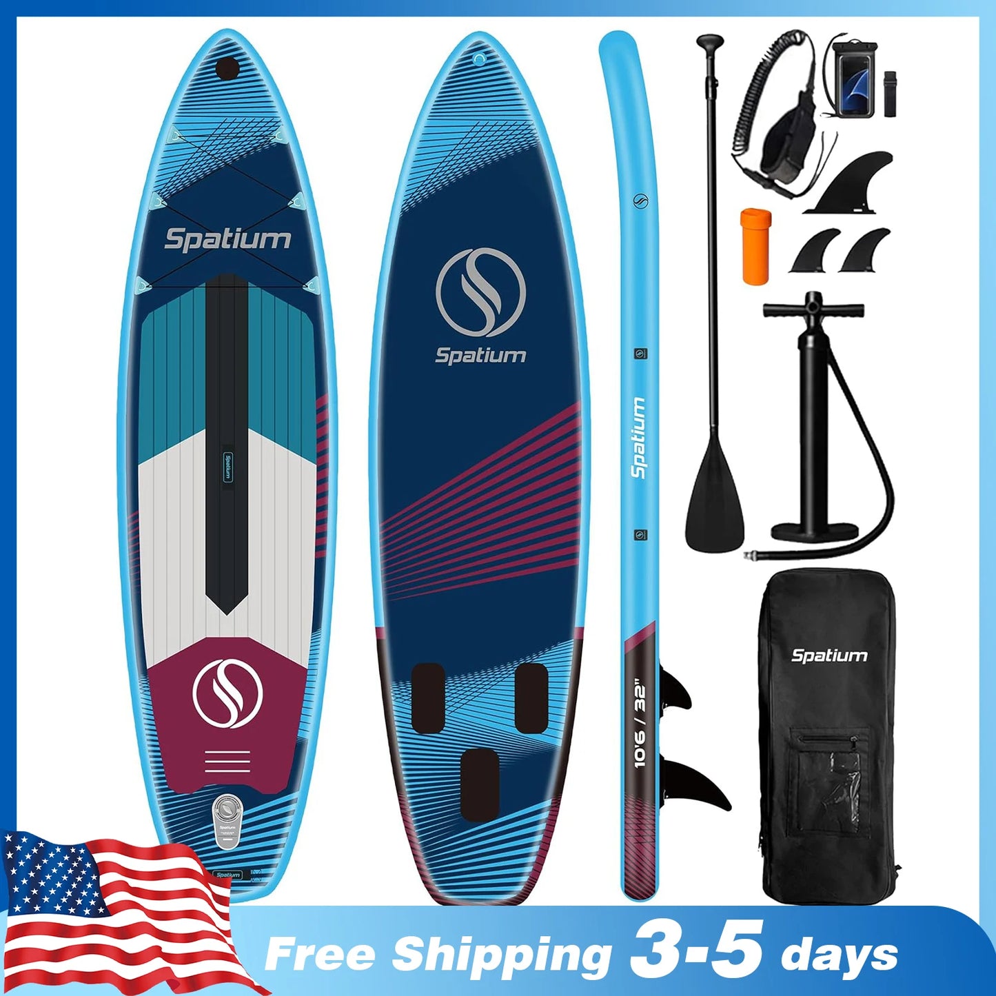 Spatium Inflatable Paddle Board, Stand Up Paddle Board, Sup Board for Adults with Premium Sup Accessories