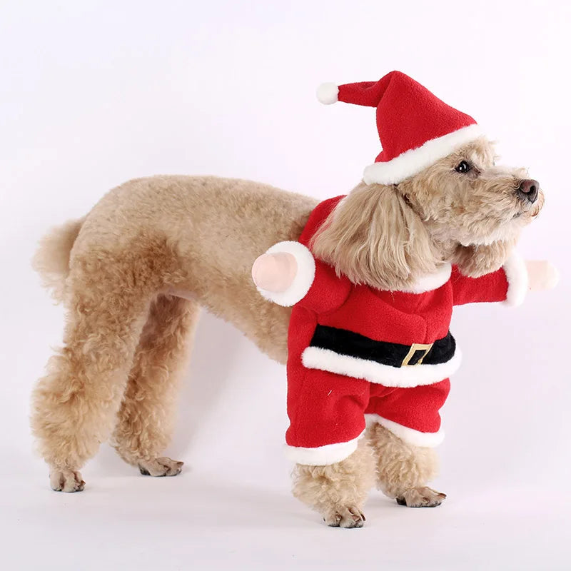 Pet Dog Christmas Clothes Winter Warming And Cosplay New Fashion Cloth Fake Hand Santa Claus Costume New Year Dog Classic Gift
