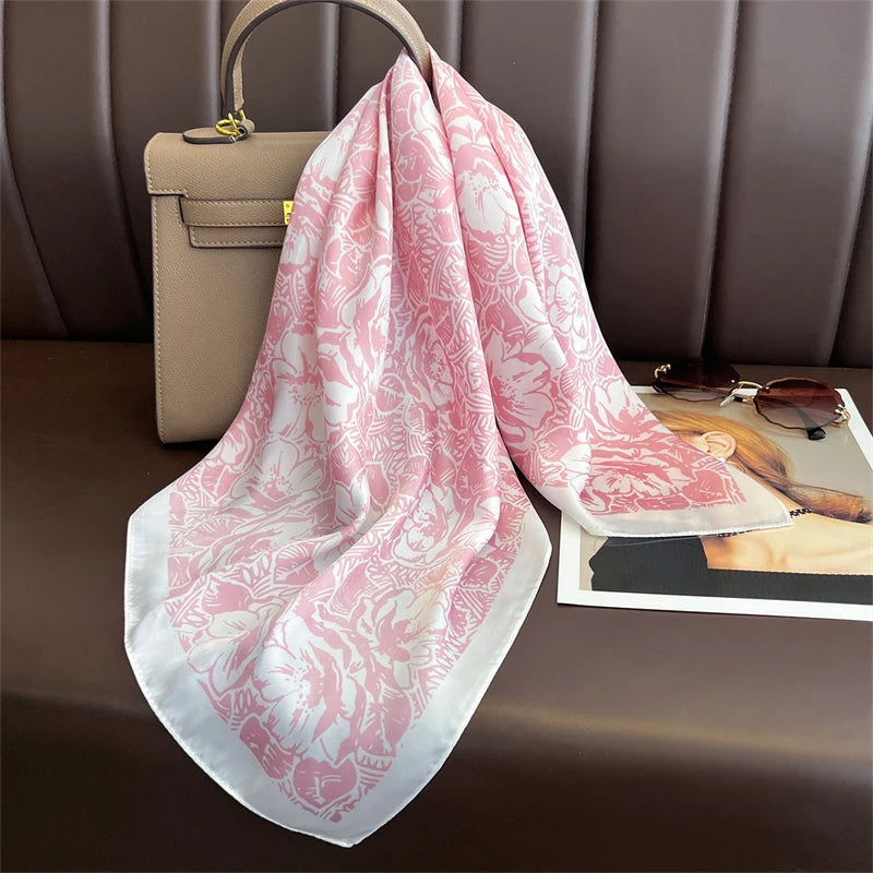 2026 New Fashion 70X70cmPrinted Women's Scarf Pashmina Silk Scarf Square Shawl Decorative Headband Neck Luxury Design Bandana