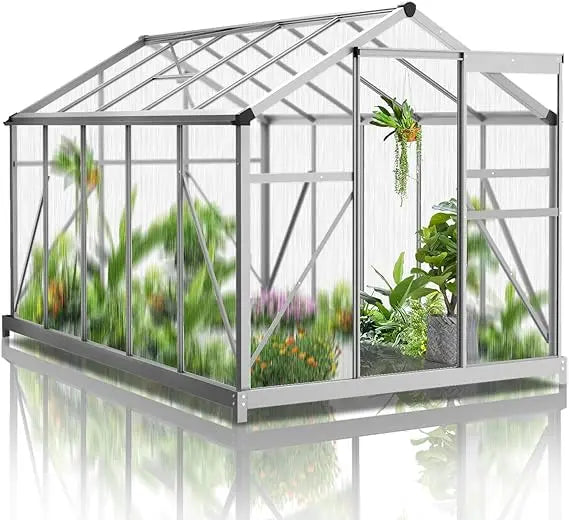 6x10-foot Outdoor Greenhouse, Large Walk-in Polycarbonate Greenhouse with 5 Roof Vents