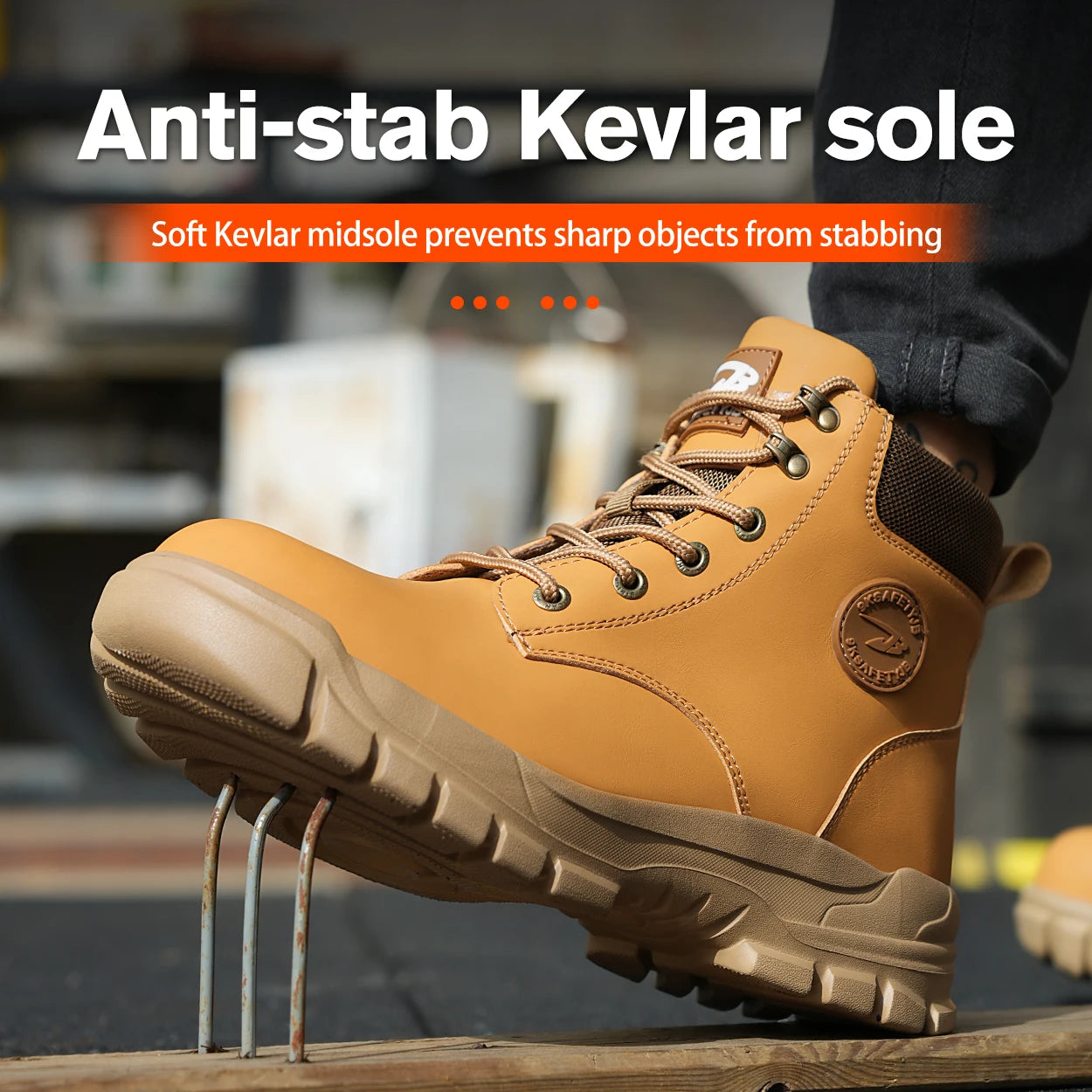 High-top PU anti-smash anti-puncture breathable safety shoes