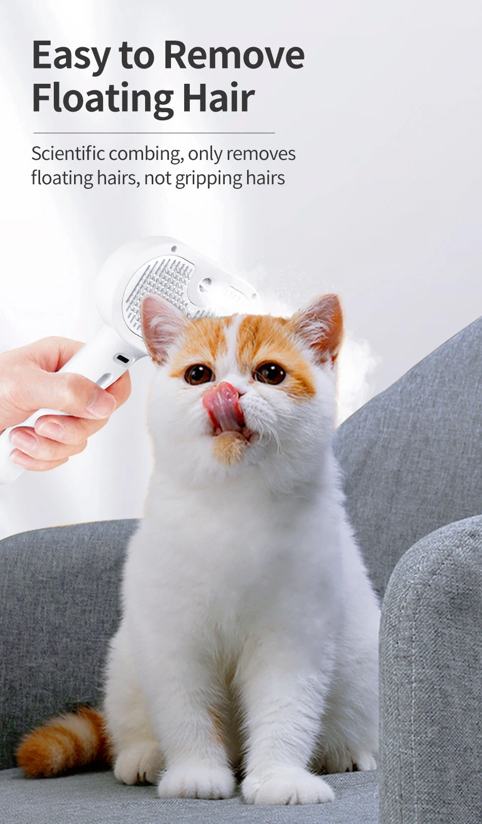 ROJECO Pet Comb Steam Brush For Cat Dog Electric Hair Brushes Hair Remove Wireless Cat Hair Rstraighte Comb Pet Cleaner Supplies