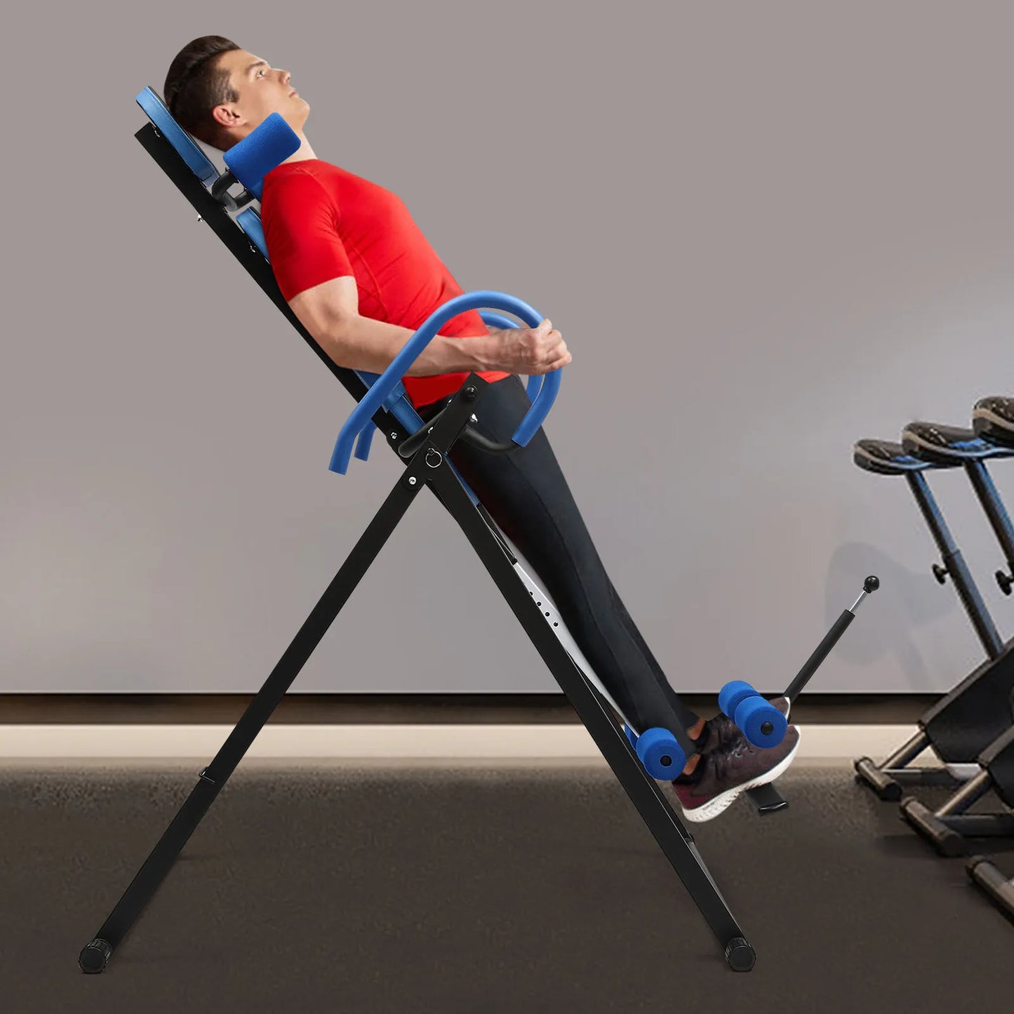 Inversion Table Blue/Black/Black＆red 4 Inverted Gear Handstand Machine Gym Foldable Back Stretcher Inversion Assist Device