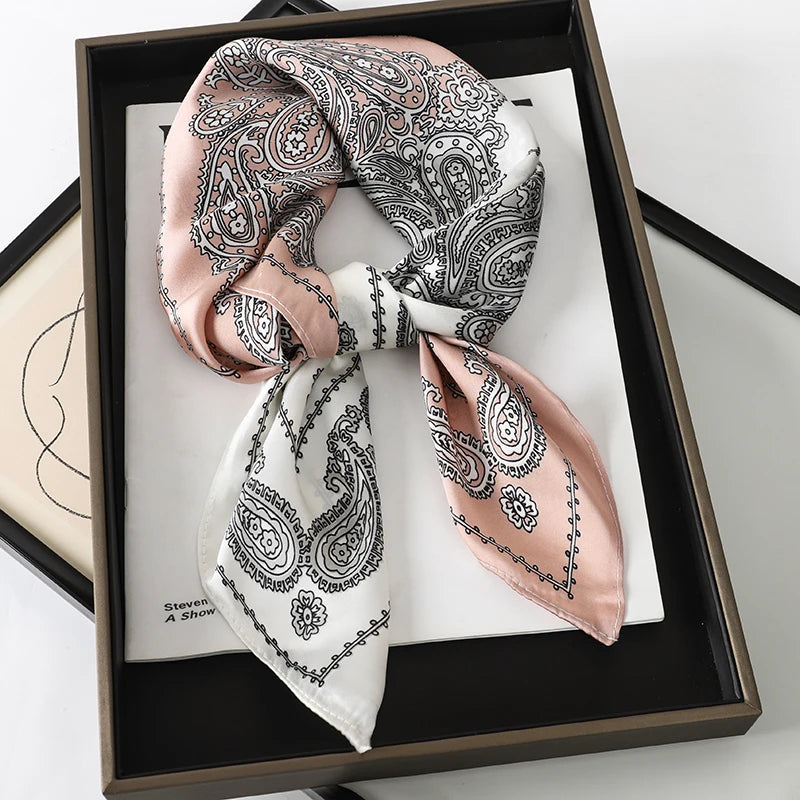 2026 New Fashion 70X70cmPrinted Women's Scarf Pashmina Silk Scarf Square Shawl Decorative Headband Neck Luxury Design Bandana