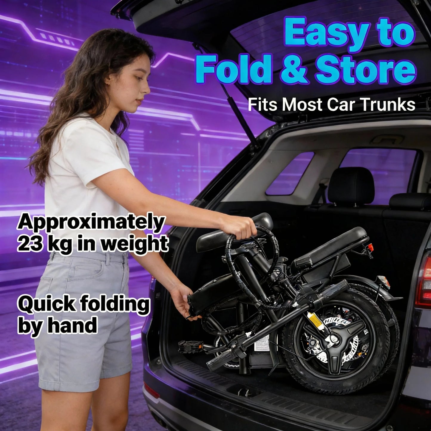 HEZZO T5 Folding Electric Bike for Adults Commuter 48V 350W With Basket US Stock Free Shipping