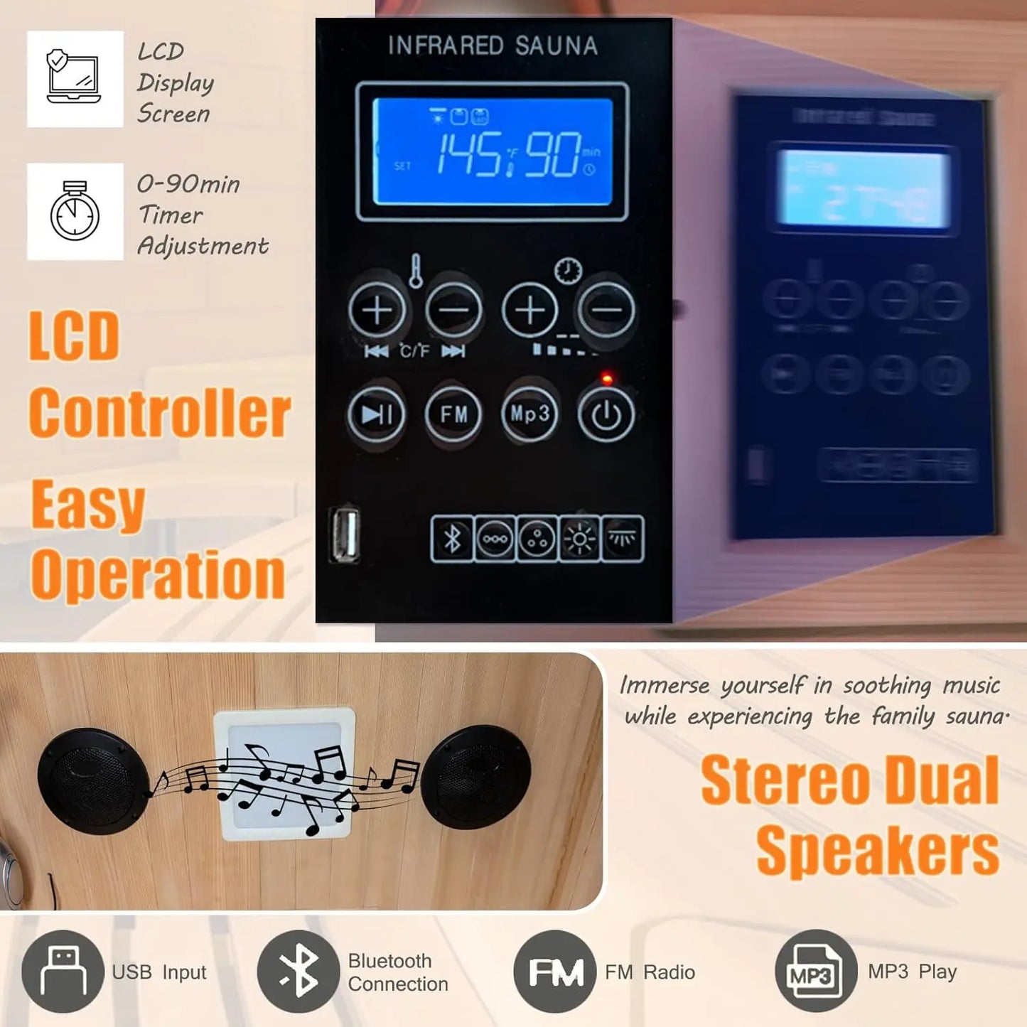 Portable 1 Person Far Infrared Sauna for Home - Low EMF Carbon Fiber Heat with Bluetooth & Chromotherapy, Natural, Customized
