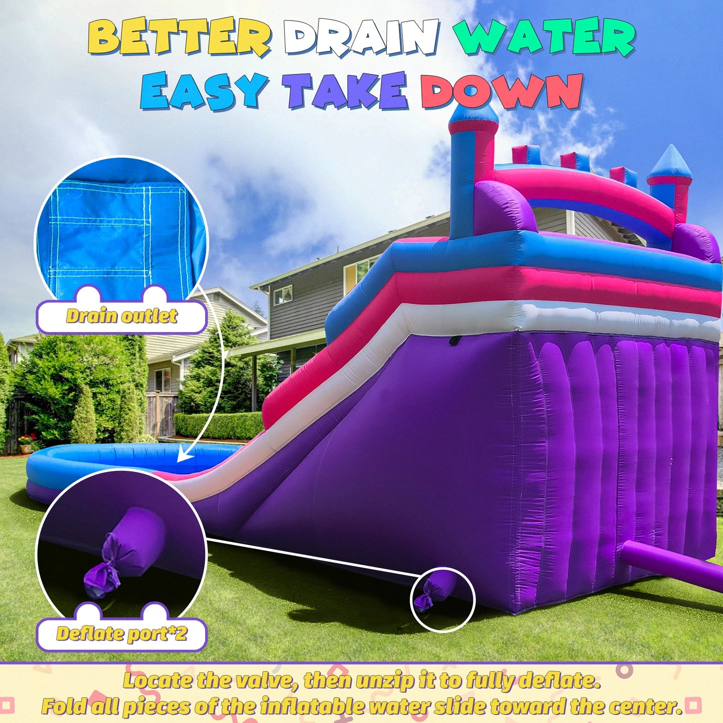 Inflatable Water Slide Commercial Water Slide  Splash Pool Backyard Outdoor Fun Bouncy Water Park Water slide for Kid
