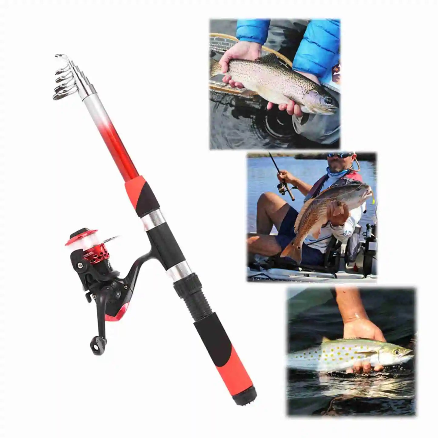 Fishing Pole Combo Set 2.1m Portable Telescopic Fishing Rod and Reel Complete Kit fishing Accessories Fishing Rod and Reel Set