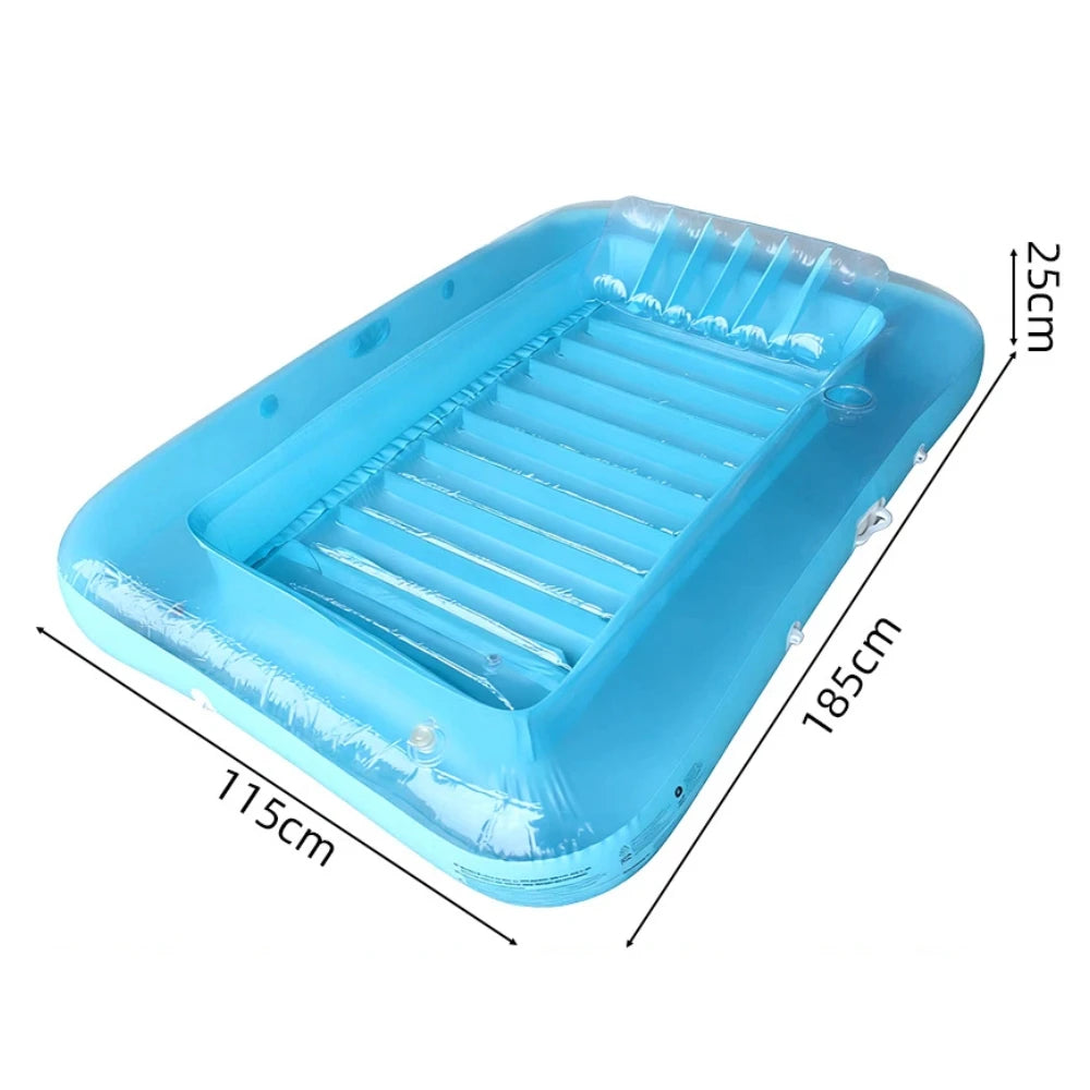 Double Person Inflatable Floating Mat with Pillow Adult Backrest PVC Water Park Sunbathing Pool Lounger Floating Mat