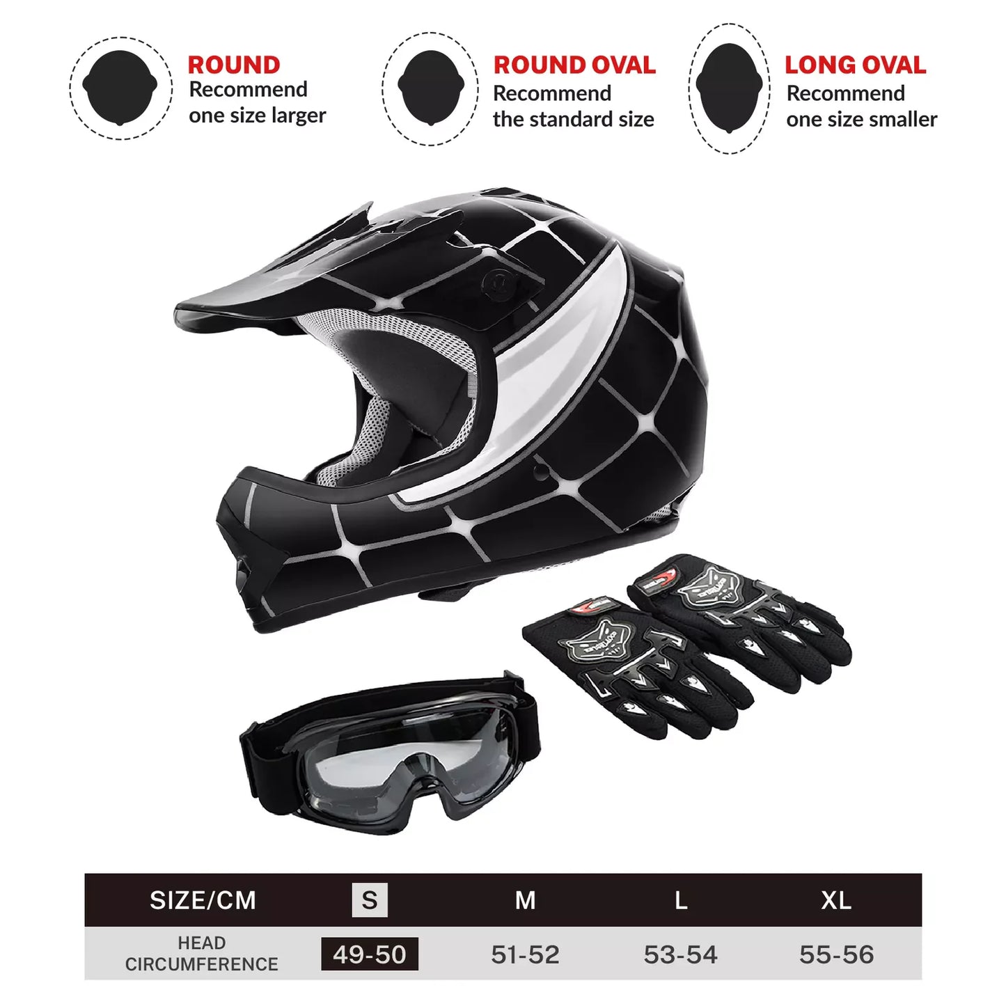 DOT Youth Helmet Child Kids Motorcycle Full Face Offroad Dirt Bike ATV S M L XL