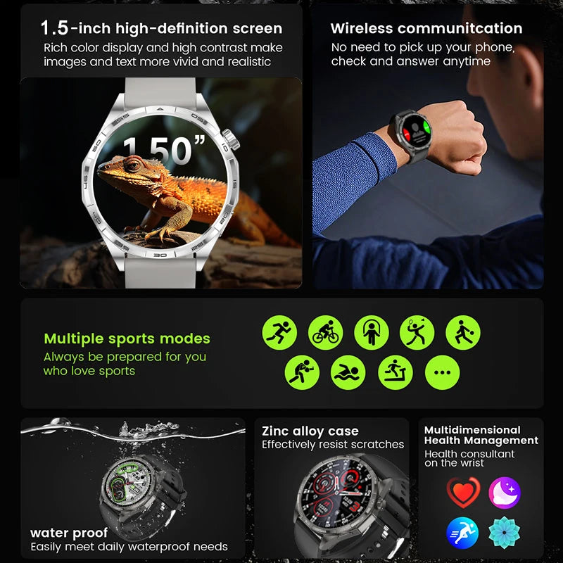 New Watch GT6 Smart Watch Men HD AMOLED Screen Always Show Time GPS Track Heart Rate Bluetooth Call Waterproof Sports Smartwatch