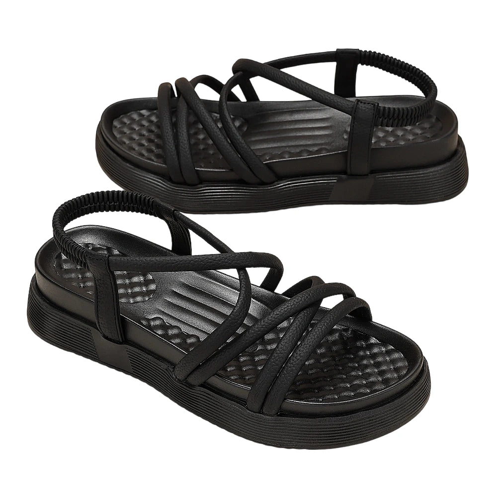 Women'S Beach Sandals Thin Strap Platform Shoes 2026 Summer New Soft Sole Sporty Sandals Versatile Flat Shoes