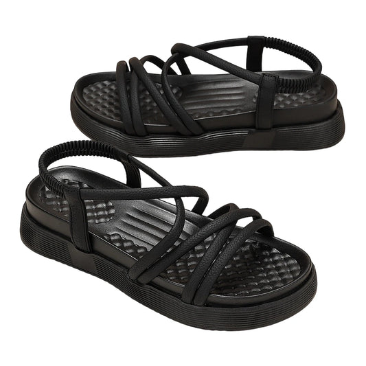Women'S Beach Sandals Thin Strap Platform Shoes 2026 Summer New Soft Sole Sporty Sandals Versatile Flat Shoes