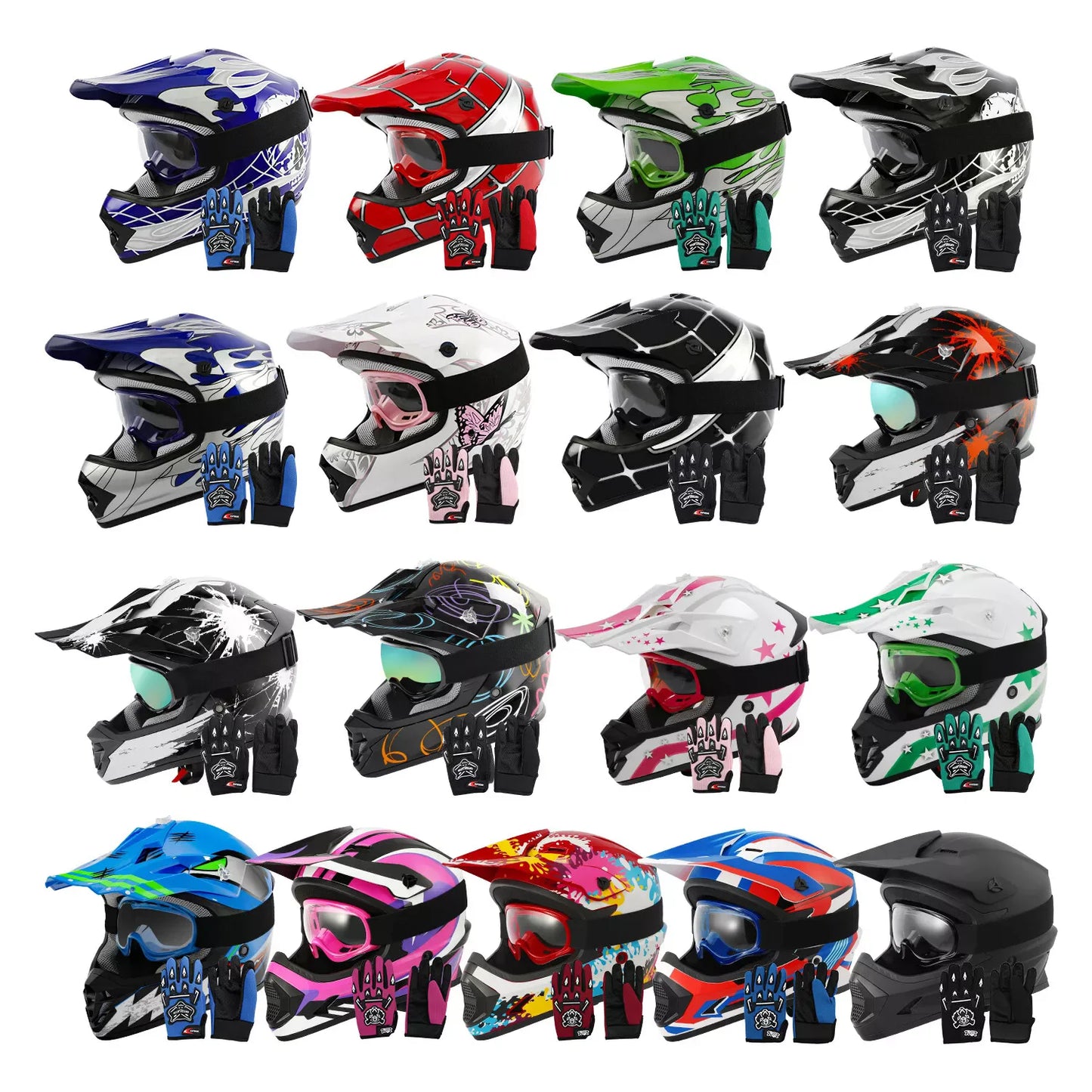 DOT Youth Helmet Child Kids Motorcycle Full Face Offroad Dirt Bike ATV S M L XL