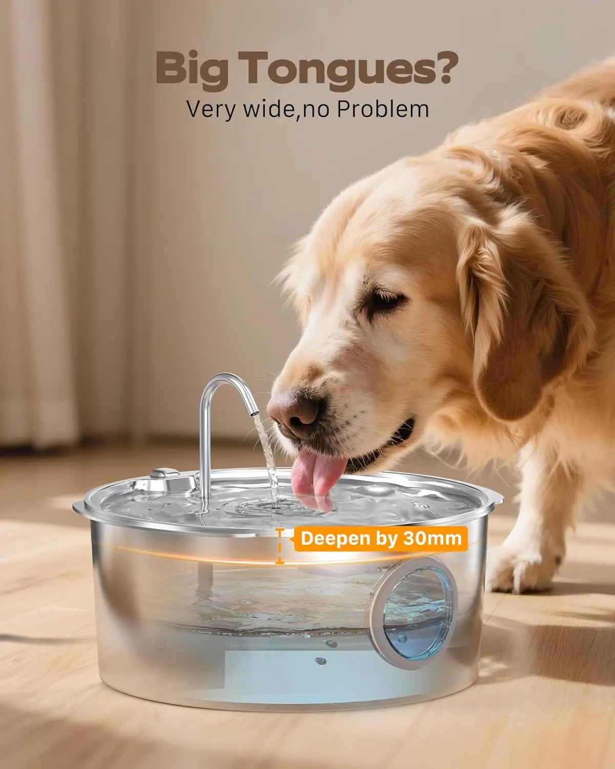 Large Pet Water Fountain: 12L Stainless Steel Bowl with Quiet Pump & Visual Water Level for Dogs Cats