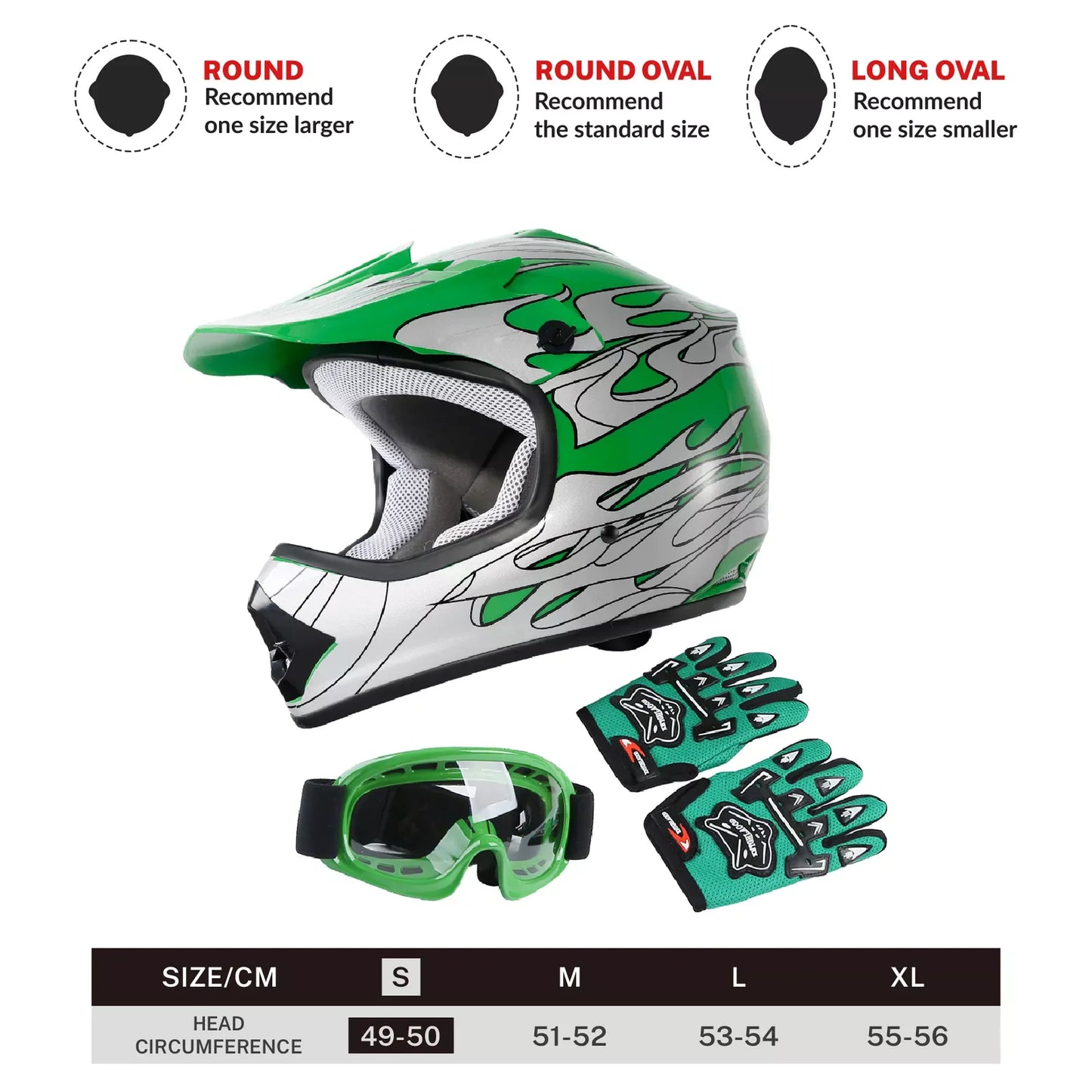 DOT Youth Helmet Child Kids Motorcycle Full Face Offroad Dirt Bike ATV S M L XL