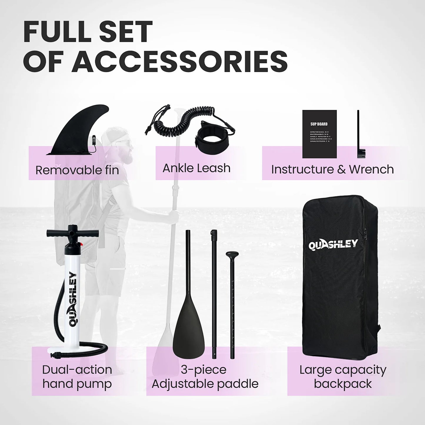 320*86*15cm Inflatable SUP Stand-Up Paddle Boards for All Skill Levels Ultra-Light Paddleboard with Durable SUP Accessories