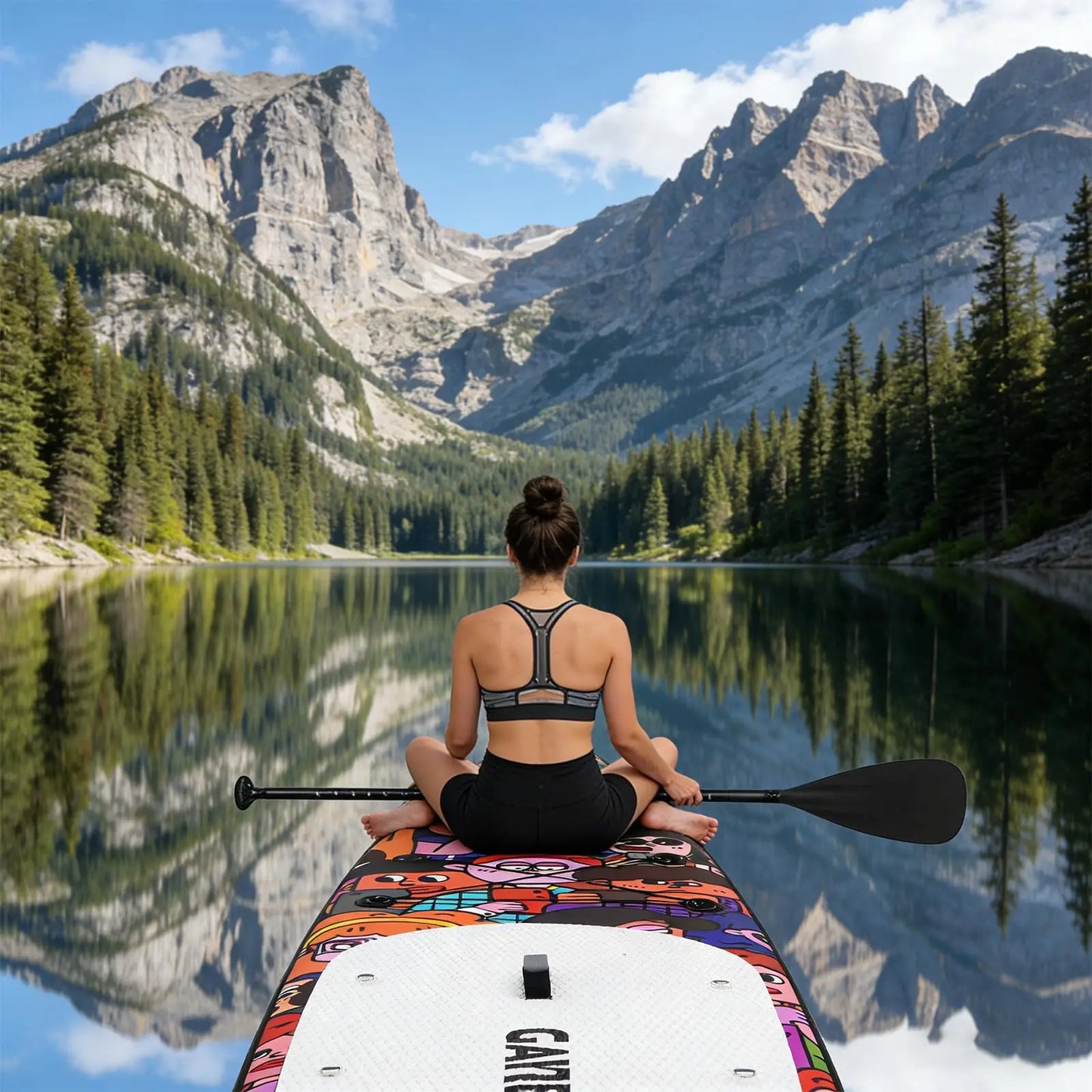 10'6" Wide Stable Inflatable Stand Up Paddle Board for Adults, Complete SUP Kit with Electric & Manual Pump, Soft Seat, Camera Mount, Leash & Backpack