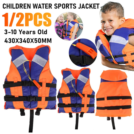 1/2PCS Children Life Jacket With Whistle Adjustable Size Swimming Float Vest Fishing Drifting Swimming Life Vest For Water Sport